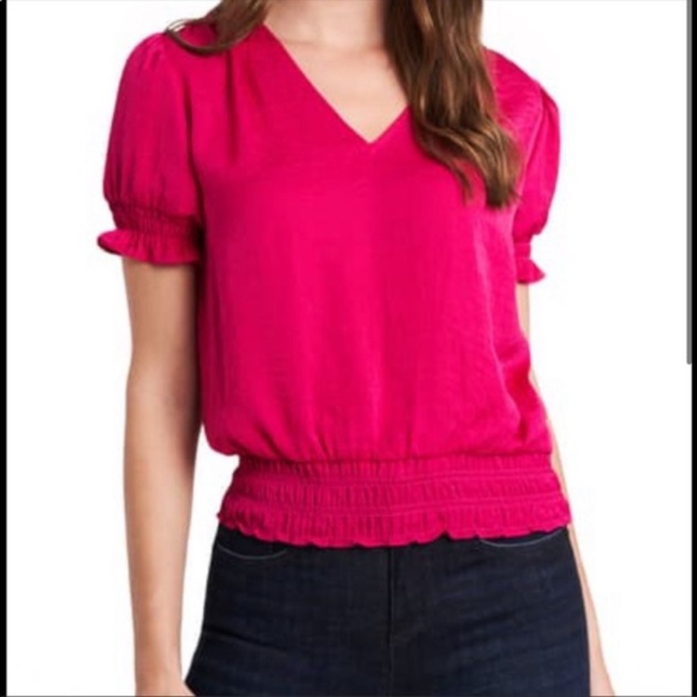 1. State Smocked V-Neck Puff Sleeve Blouse
